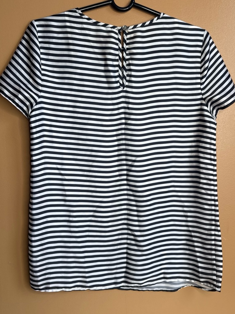 Michael Kors Black and White Striped Short Sleeve Blouse